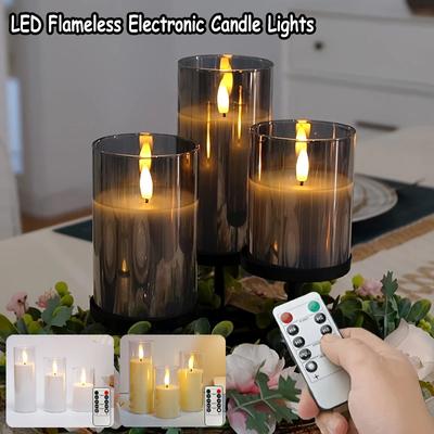 LED Flameless Candles with Remote & Timer Realistic Flickering Flame Acrylic Battery Operated for Christmas Wedding Party Home Bedroom Decor