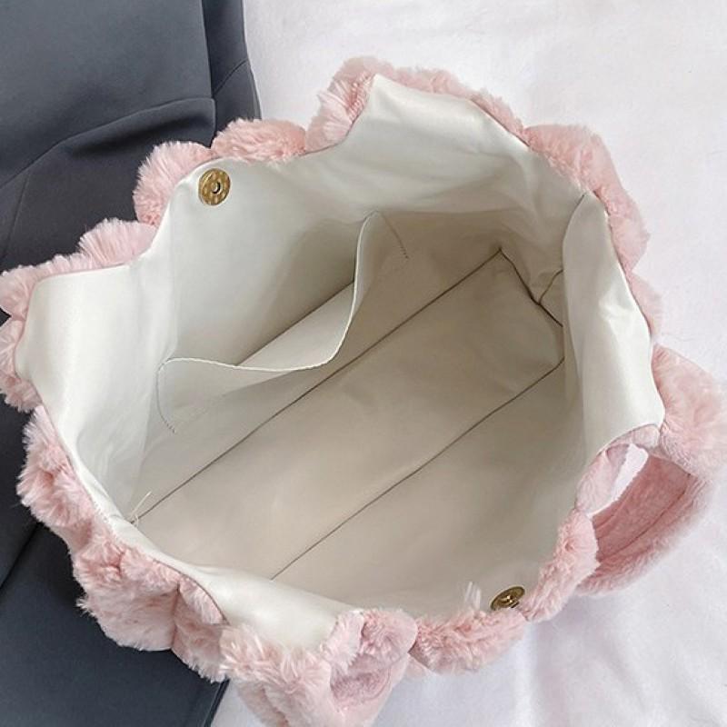 Korean Style Lazy Plush Bag Cute Fluffy Women's 2025 New Handbag Casual One-shoulder Tote