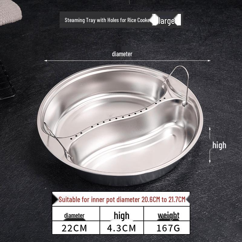 

Stainless Steel Divided Steaming Plate with Handle
