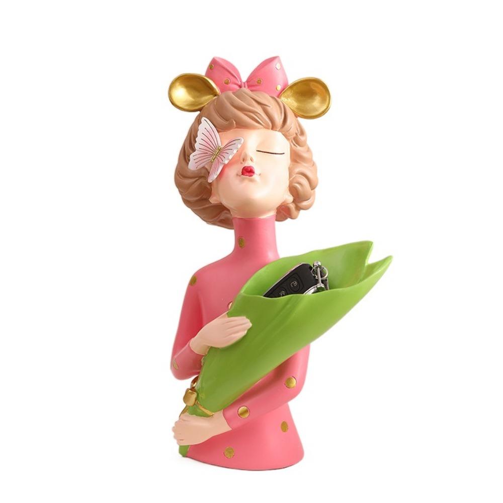 

Decorative Flower Girl Statue Handmade Girl Vase Ornament Butterfly Girl Sculpture Bedroom Style 1