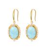 Natural Sea Pattern Stone Sterling Silver S925 Earrings Women's Exquisite Versatile Temperament Fashion French Retro Earrings