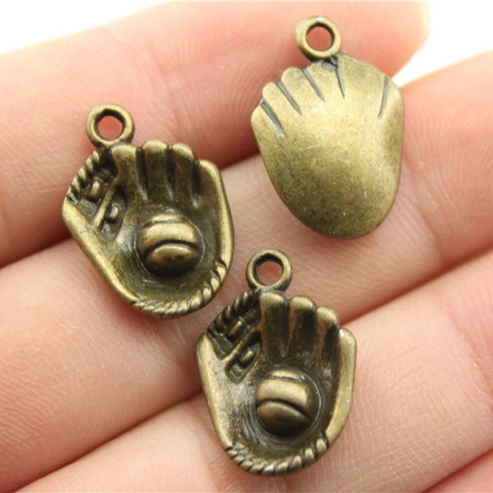 20pcs Sport Charms Baseball & Softball Charms Antique Bronze Silver Color Pendants DIY Crafts Making Findings For Jewelry Making