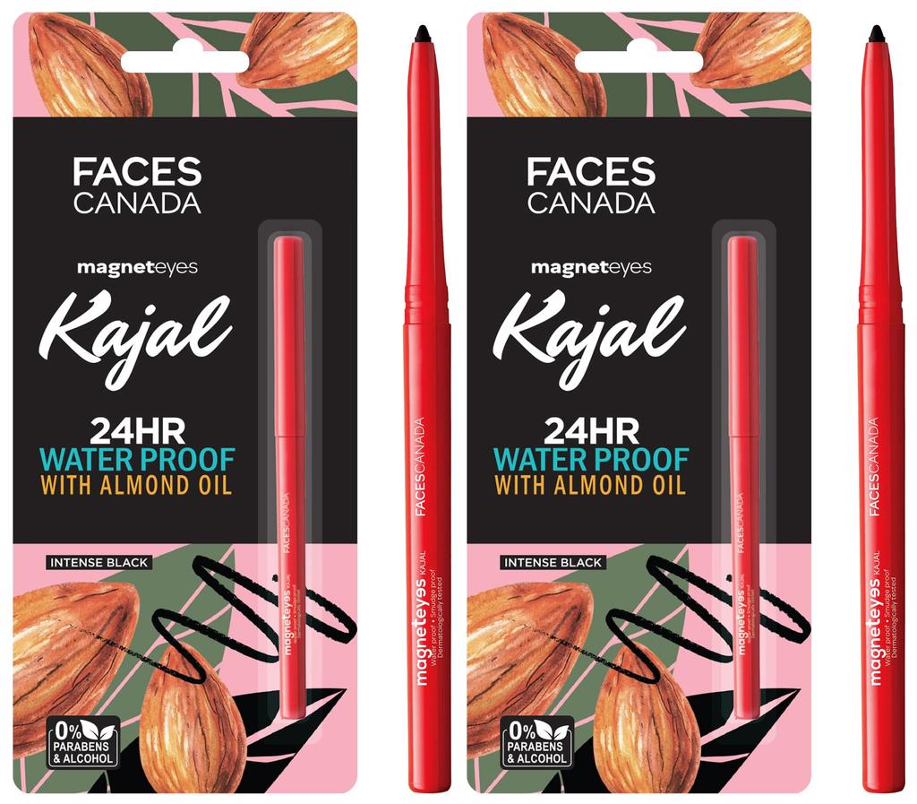 FACESCANADA Magneteyes Pencil Kajal - Black, 0.35G|24 Hr Long Stay|One Stroke Smooth Glide|Waterproof, Smudgeproof & Fadeproof|Deep Matte Finish|En
