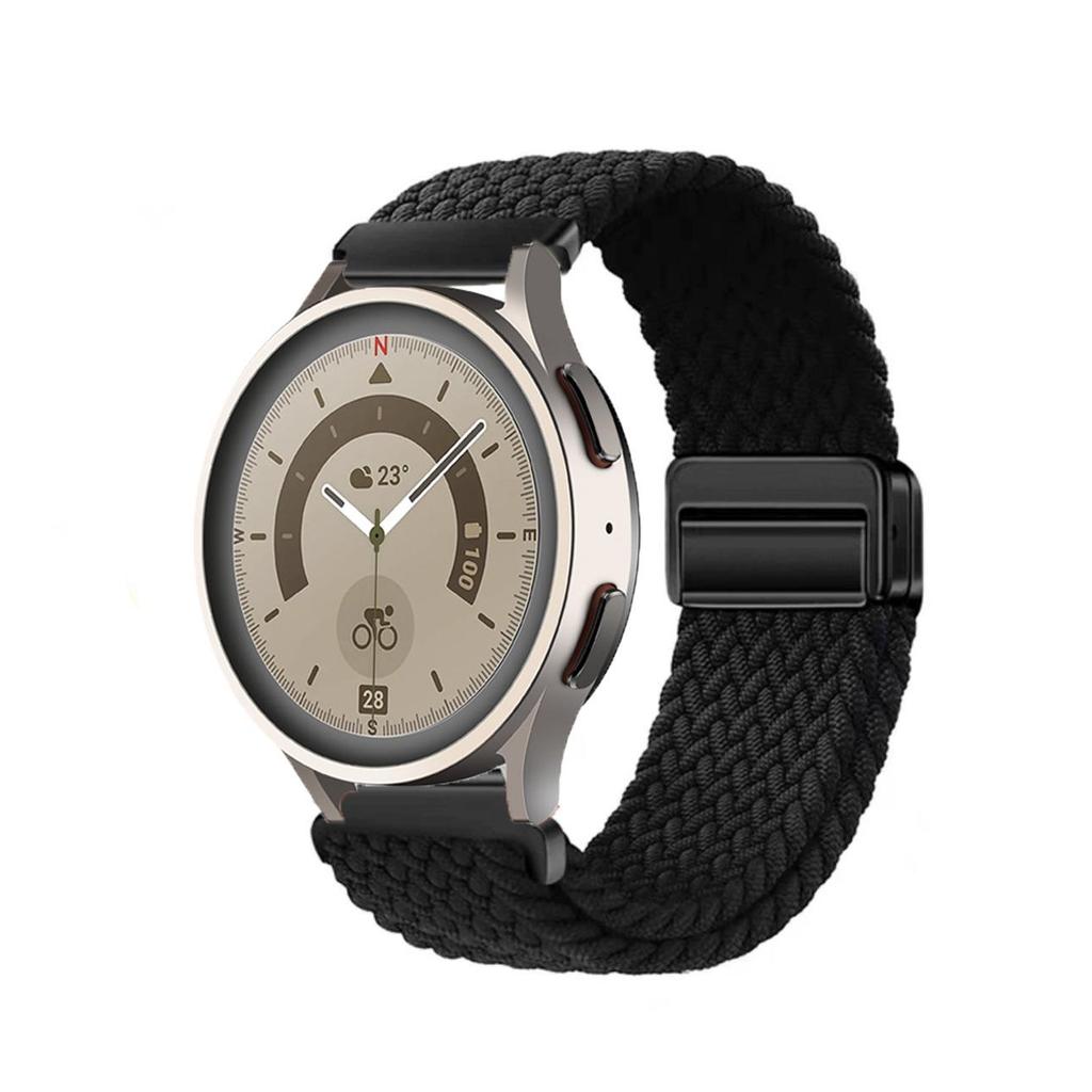 Pulseira Magnética de Nylon Trançado Compatível para Huawei GT4 & Samsung Watch6 (20mm/22mm)