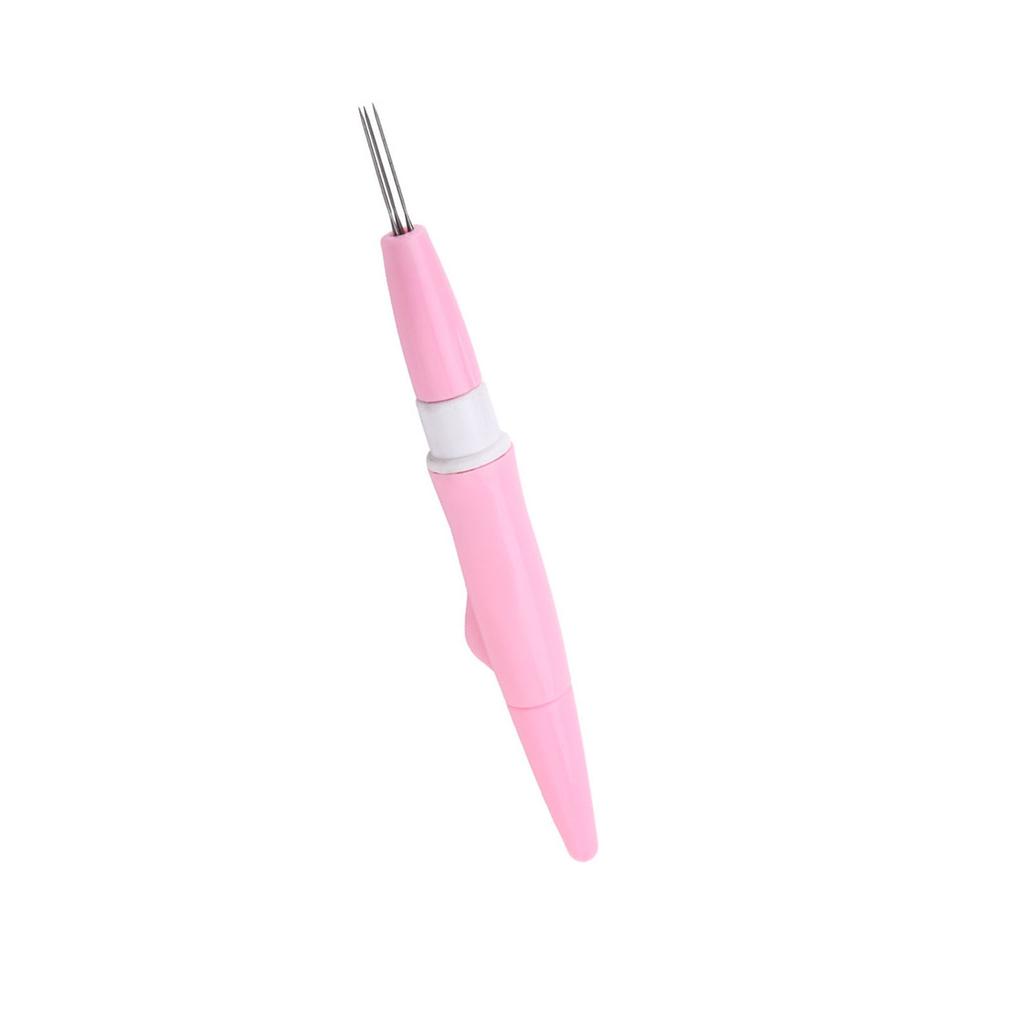 Embroidery Felting Needle Punch Pen with 3 Fine Needles Set Tool for DIY Craft (Pink)