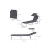 Chaise Longue - Outsunny - Pliable - Protection Solaire Réglable - Métal Gris 187x58x36 Cm