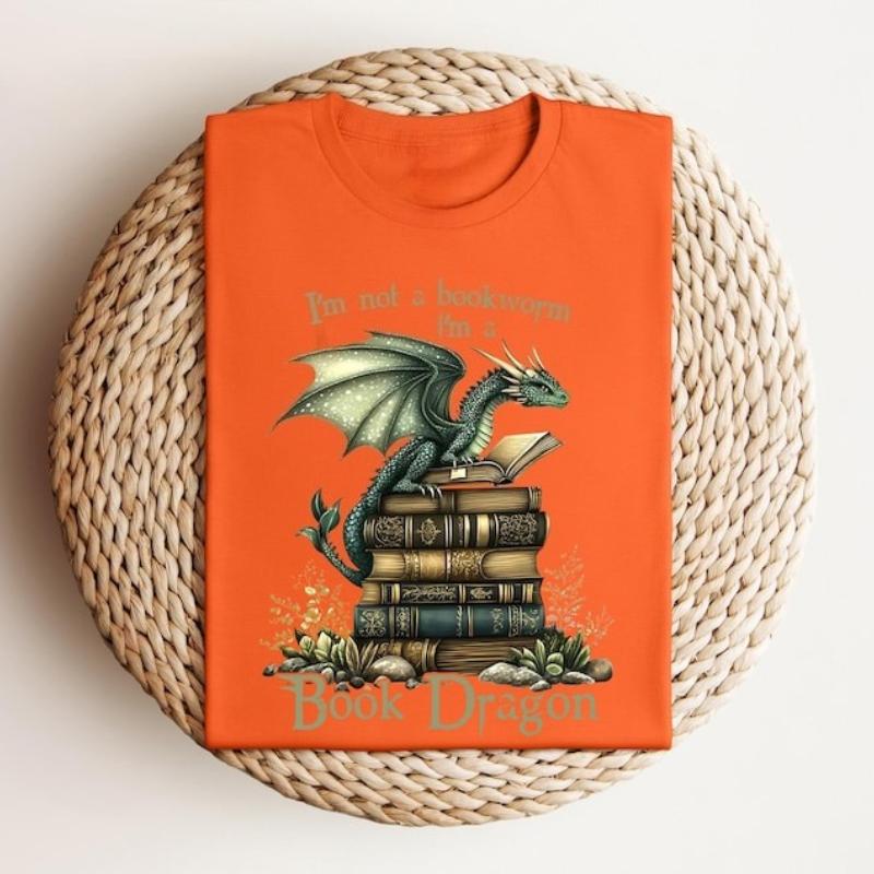 

Book Dragon Cotton Tshirt Im Not A Bookw Shirt Fantasy Reading Hoodie Book Lover Bookworm Reading Gift for Her Ashion Soft Tee 4XL