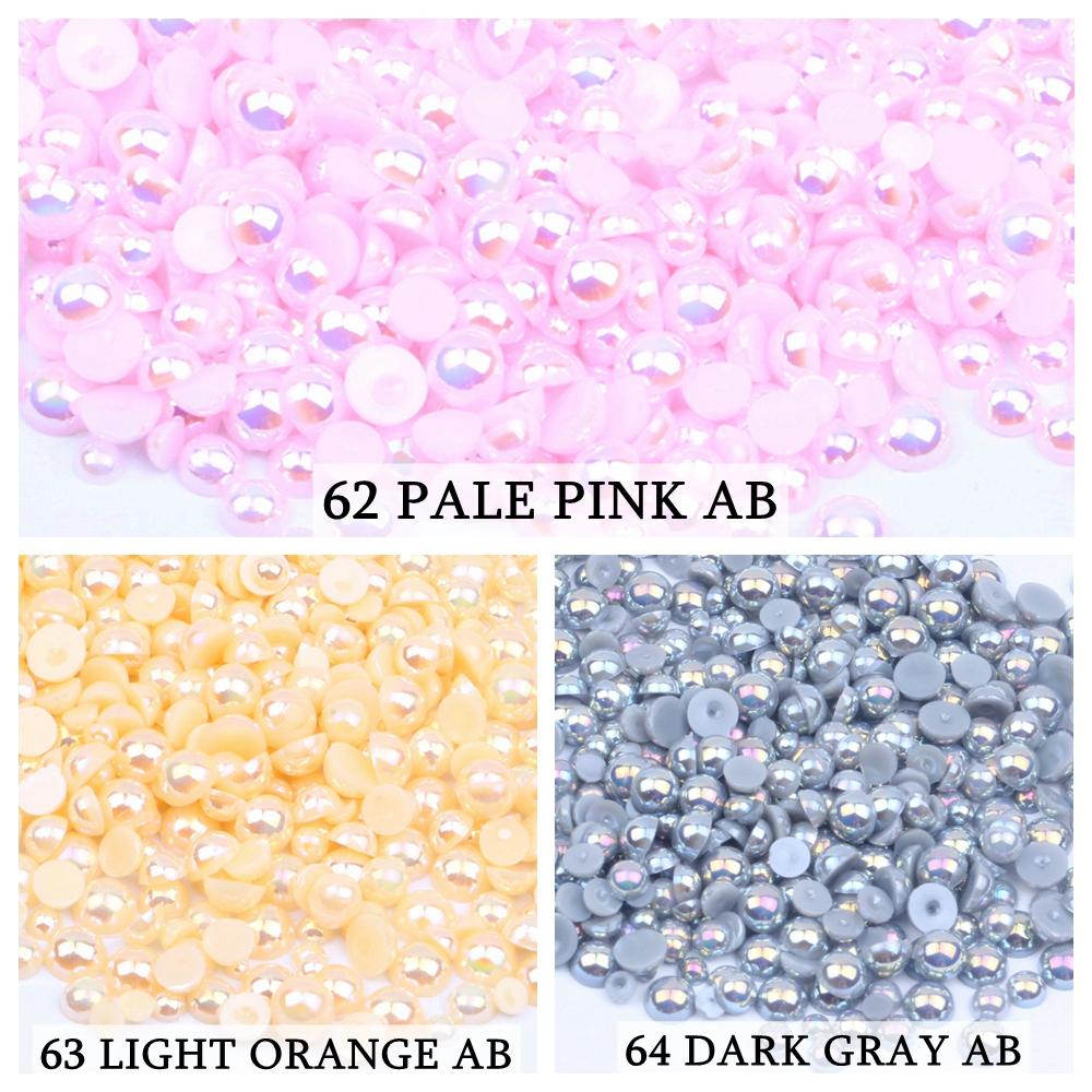 2000pcs 8mm AB Color Resin Half Round Flatback Beads for DIY Jewelry and Garment Decorations