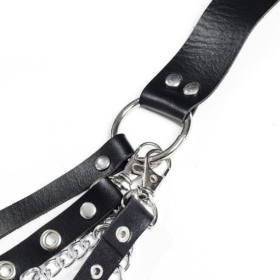 Cinturón de fiesta para mujer, estilo hip hop, gótico, con remaches y múltiples correas, de piel sintética decorativa, estilo punk, a juego, accesorio para ropa
