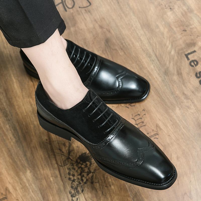 Fashion Retro Men Formal Leather Shoes Lace-up Business Office Fashion Leather Shoes Wedding Banquet Shoes Black Brown 38-46 Men Shoes
