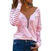 Autumn Winter Europe and America New Love Printing Zipper Long Sleeve T-shirt Women