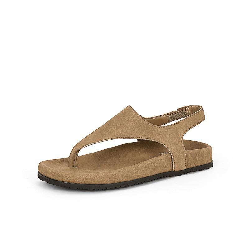 

Sheepskin version~ Su Yinyin s same open-toed herringbone cool slippers for women s summer pinching feet casual flat-bottomed beach Roman sandals 34