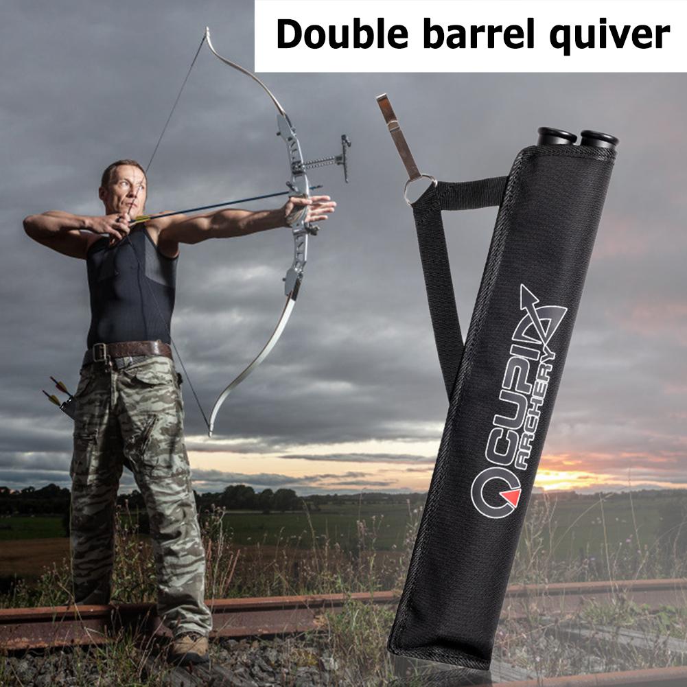 Oxford Cloth Double Tube Arrow Quiver Bag Portable Waist Hanging Archery Arrow Holder Storage Carrying Pouch Outdoor Accessories