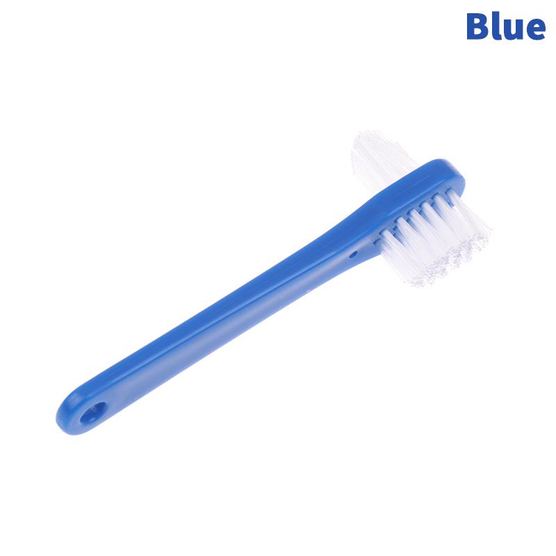 1Pcs Double Head Manual Toothbrush Portable False Teeth Cleaner Denture Care Supply In Blue Red White Colors