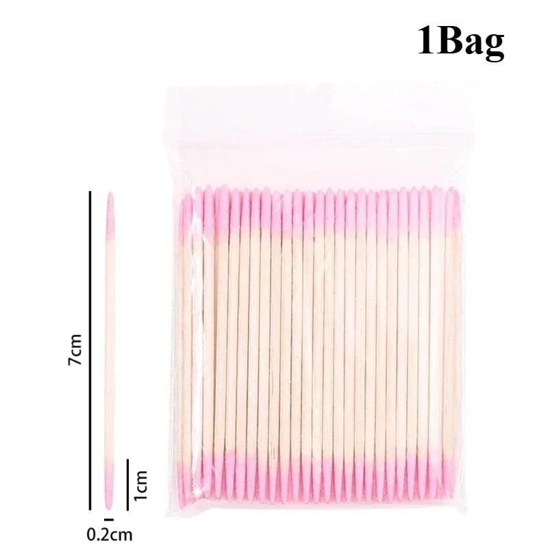 Nails Wood Cotton Swab Clean Sticks Bud Tip Wooden Cotton Head Manicure Detail Corrector Nail Polish Remover Art Tool