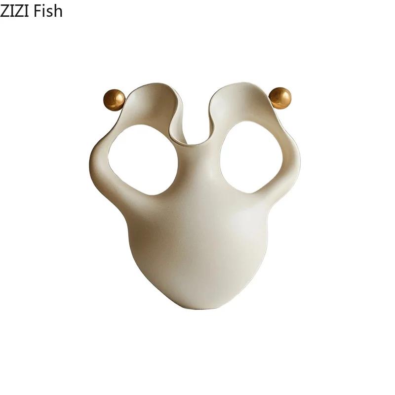 Nieregularny Pognieciony Wazon Kreatywne Nieregularne Skręcone Ozdoby Dekoracja Biurka Abstrakcyjne Rękodzieło Rzeźba z Żywicy Estetyczny Wystrój Pokoju