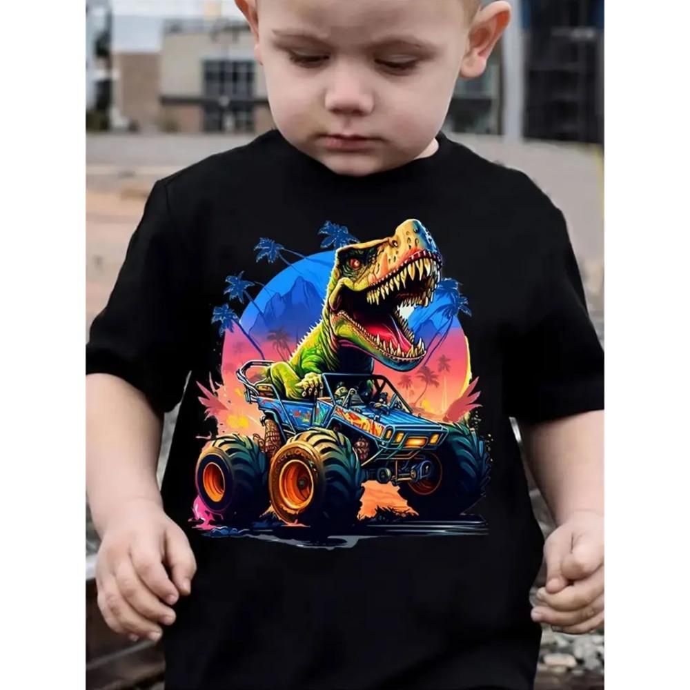 Children's T-shirt dinosaur pattern boys' clothing casual O-neck boys' T-shirt street fashion top children's clothing