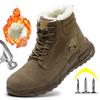 Men's Winter Boots for Work Shoes Safety Boot for Engineers Heat-proof Industrial Shoes Puncture-Proof Work Boots Cotton Shoes