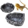 Reptile Feeding Water Bowl Realistic Stone Texture Safe Durable for Bearded Dragons Small Reptiles SYXZS03