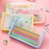 Transparent Pen Case A6 Zipper File Folders Bag Small Cards Badges Kpop Photocard Collect Book Student Stationery Storage Bag