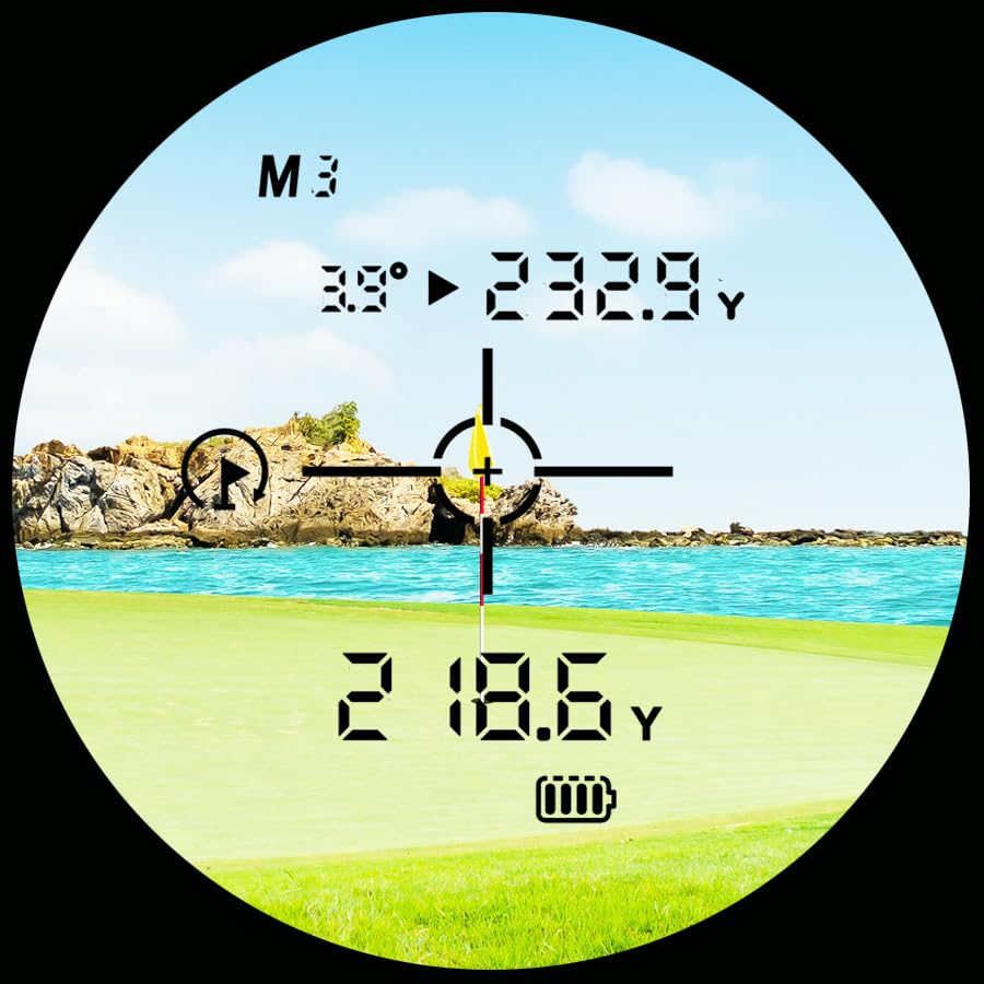 Laser-Genauigkeit PINPOINT TRIANGLE Golf-Laser-Entfernungsmesser und Leichtgewicht - Ultrakompakt (Monochromes LCD)