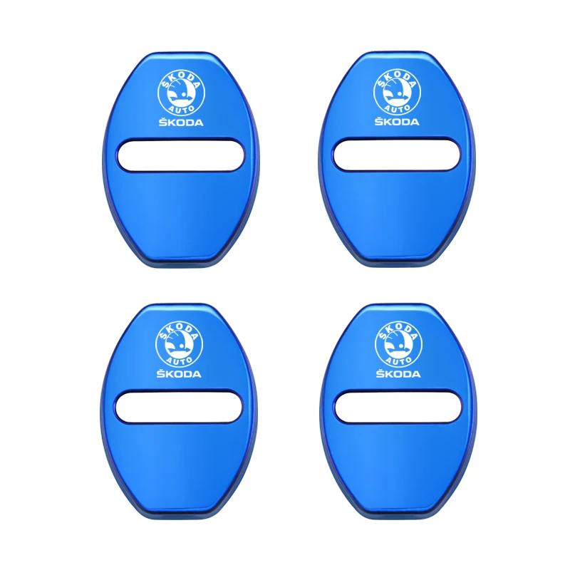

Car Sticker 4Pcs Door Lock Decoration Protect Cover Emblem Case For Skoda Octavia Kodiaq Fabia Superb Rapid Karoq A7 Accessories синий