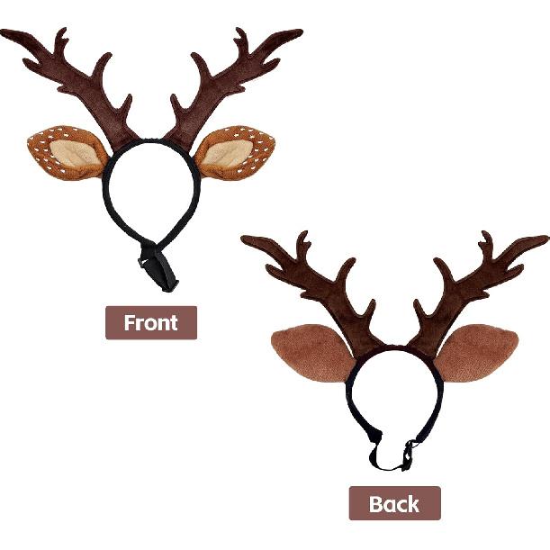 KUDES Dog Cat Christmas Reindeer Antlers Headband Classic Adjustable Elk Hat Headwear Pet Deer Cospaly Costumes Accessories (M(for Small Medium