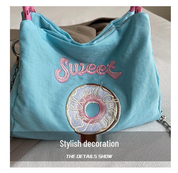 Korean-Style Donut Embroidered Small Square Crossbody Bag
