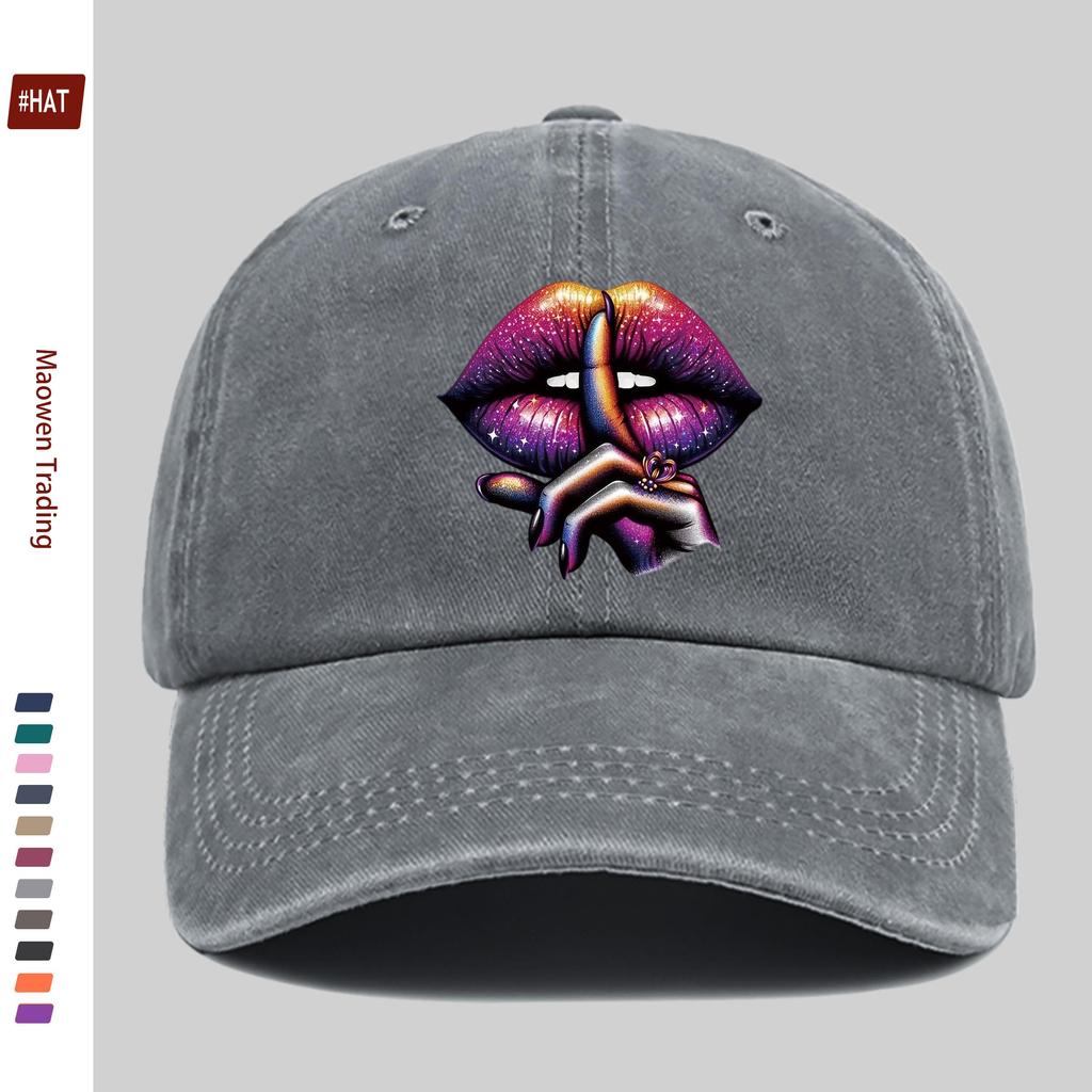 pc Purple Lip Pattern Printed Baseball Cap Fashion Casual Printed Design Golf Hat Home Leisure Decor Hat Comfortable Lightwe