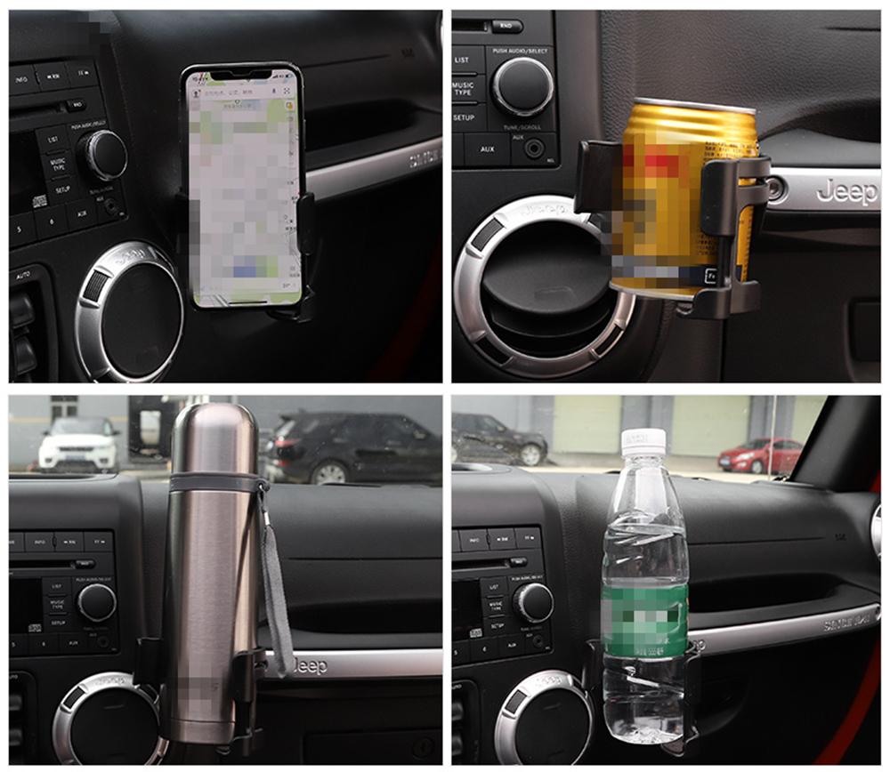 Car Mount Phone Holder GPS Mount Bracket Multifunction Water Cup Drink Stand for Jeep Wrangler JK 2011-2017 Interior Accessories