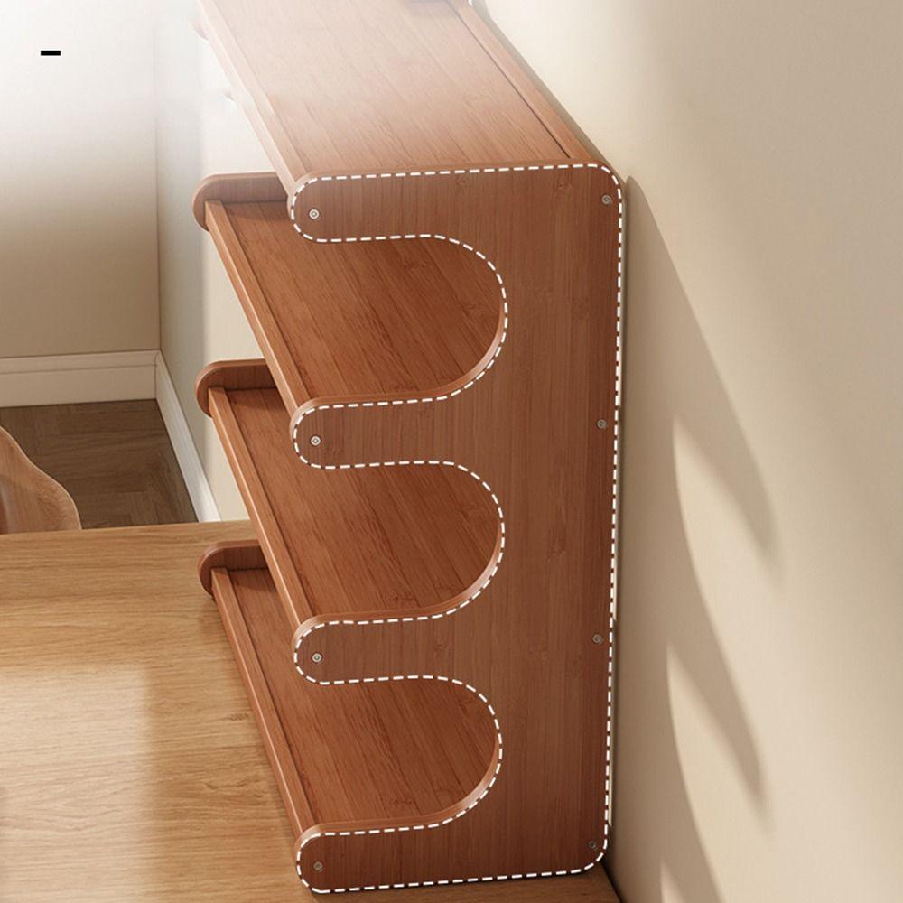 Space-saving Wood Tabletop Stand Compact Simple Shoe Organizer Practical Desk Bookshelf  Seasoning
