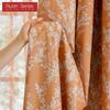 1PC Nuan Series American Retro Pastoral Style Orange Printed Curtains Full Blackout Curtains for Bedroom Living Room Balcony Window for Home Decor