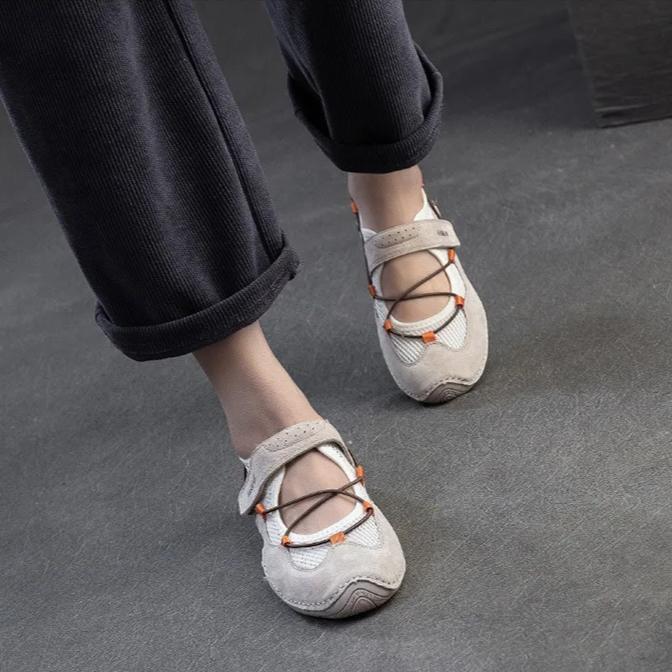 Johnature Breathable Mesh Sports Style Sandals Casual Versatile Soft Soled Women's Flat Shoes