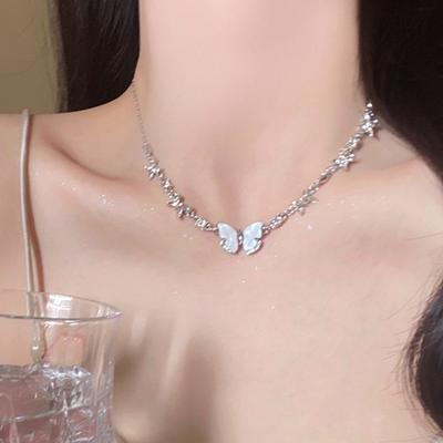 Butterfly Collarbone Chain, Neck Chain, Pendant Necklace, High-End Light Luxury, Niche Fritillary With Diamonds, Send Girlfriend Accessories