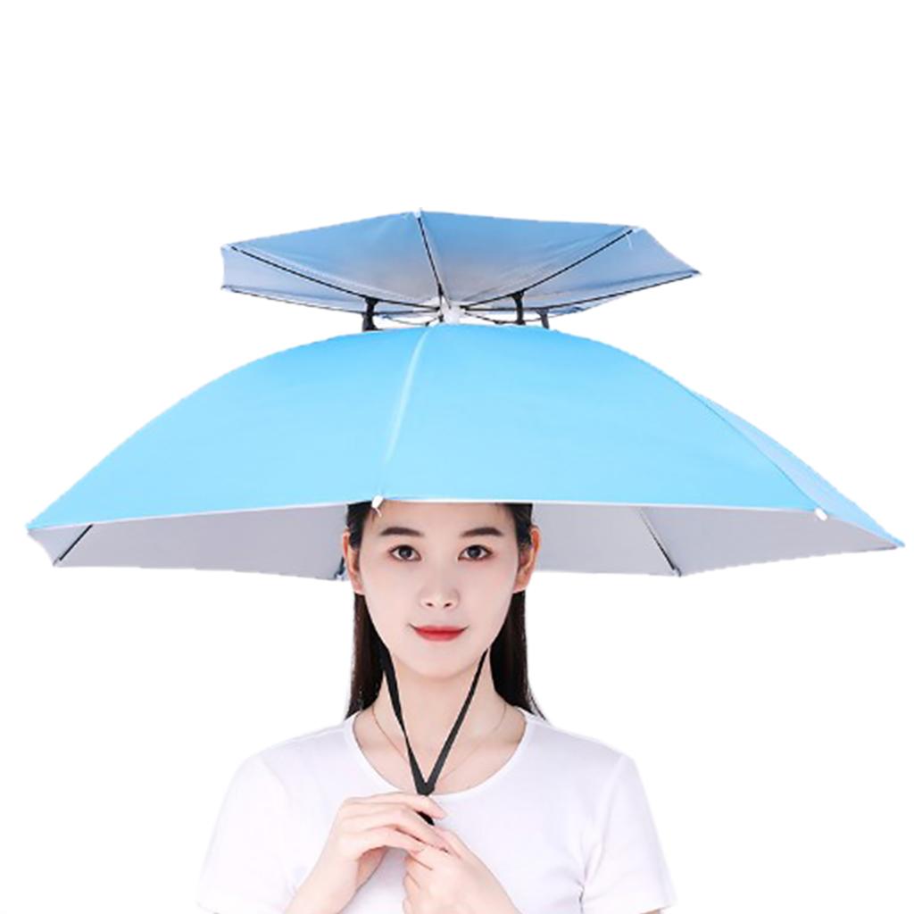 Fishing Hats Double Rainy Umbrella Anti UV Rainproof Sun Protection Fishing Umbrellas