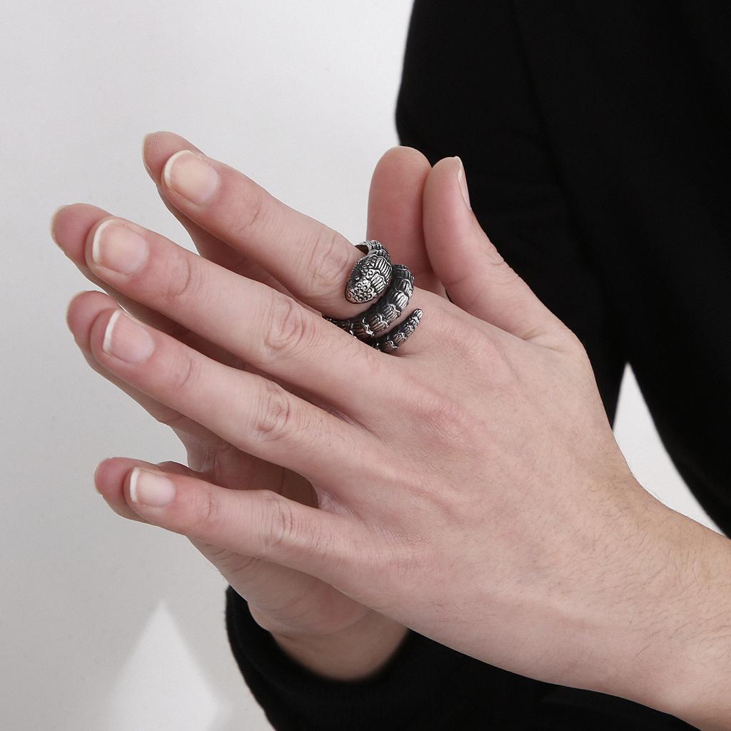 Punk Snake Charm Ring Men’s Stainless Steel 316L Cool Boyfriend Gift #9-#13 Trend Jewelry Gothic Animal Anillos Accessory