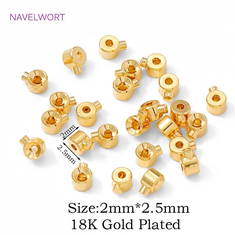 

18K Gold Plated Round Crimp End Bead,Brass Crimp Beads For Jewelry Making Supplies,Lamps For Jewelry,DIY Bracelets Accessorie 10 Pieces
