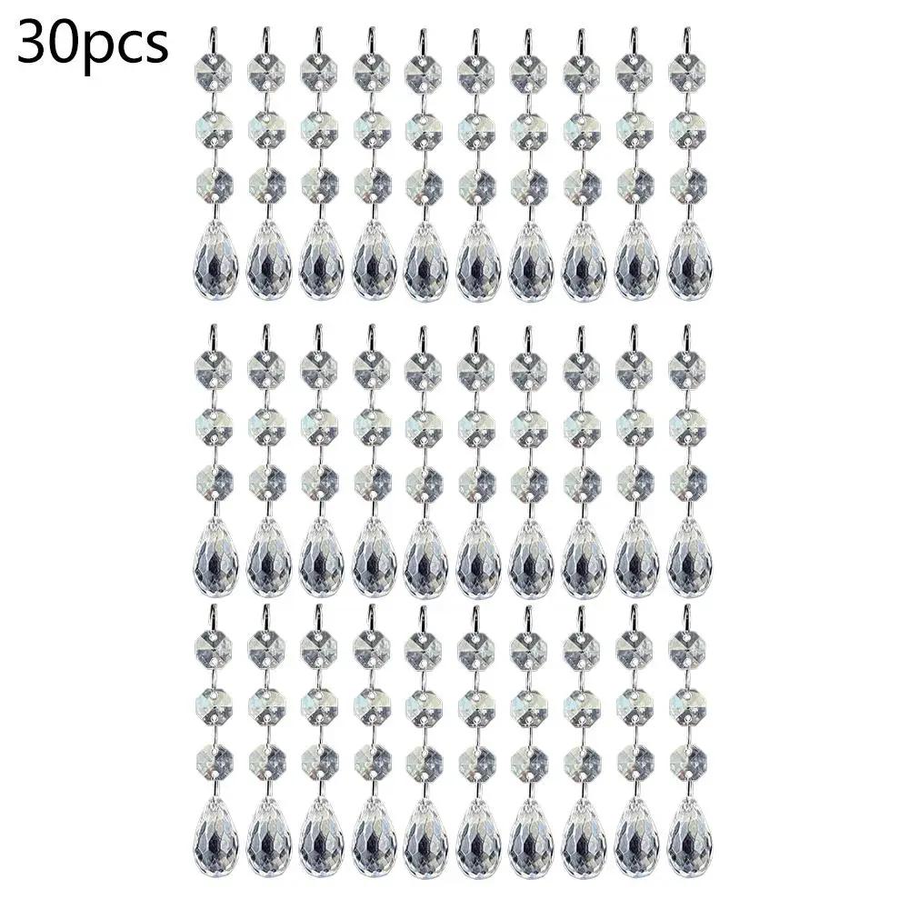 30 Stück Acryl Transparent Hängend Kristall Weihnachtsleuchter Dekorationen Tropfenförmig Zuhause DIY Kristallbaum Dekoration R9Q1
