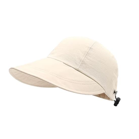 Sun Protection Hat with Adjustable Straps Extended Brim Outdoor Sun Hat Versatile Summer Headwear бежевый