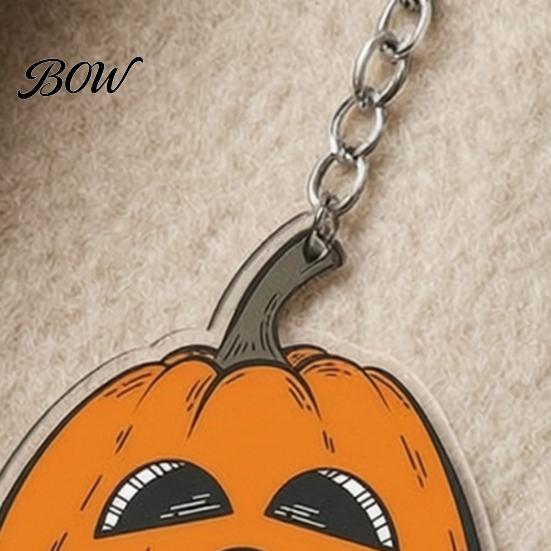 Waterproof Acrylic Pendant Halloween Creepy Pumpkin Keychain, Double-sided Head Key Ring Car for Backpacks, Decorative Chain Holiday Party Theme