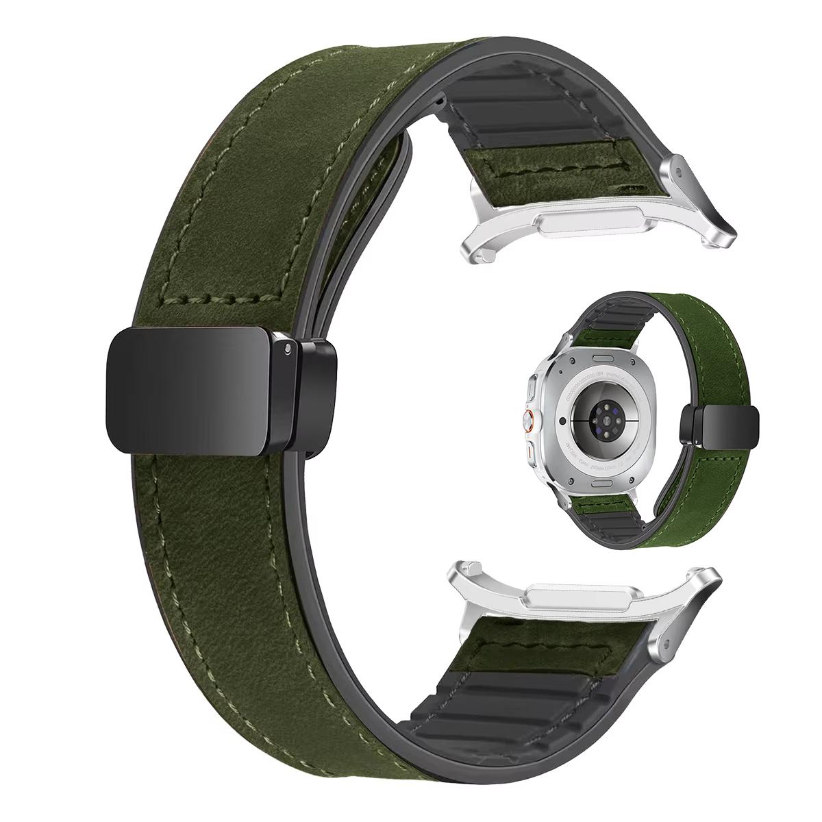 Leather Silicone Watch Band for Samsung Galaxy Watch 7 Ultra 47mm Magnetic Watchband for Samsung Galaxy Ultra 47mm Watch Straps Galaxy 7 Ultra 47mm