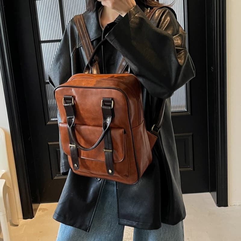 Japanese Fashion Solid Color Casual Backpack
