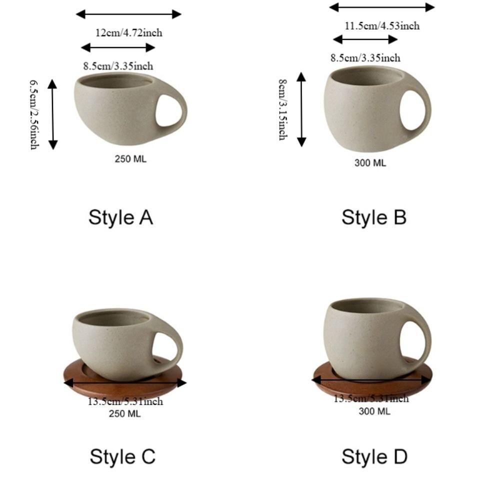 Mit Holzuntertasse Grobkeramik Moderne Kunst Kaffeetasse Abgerundeter Griff Keramik-Teetasse Nachmittagstee