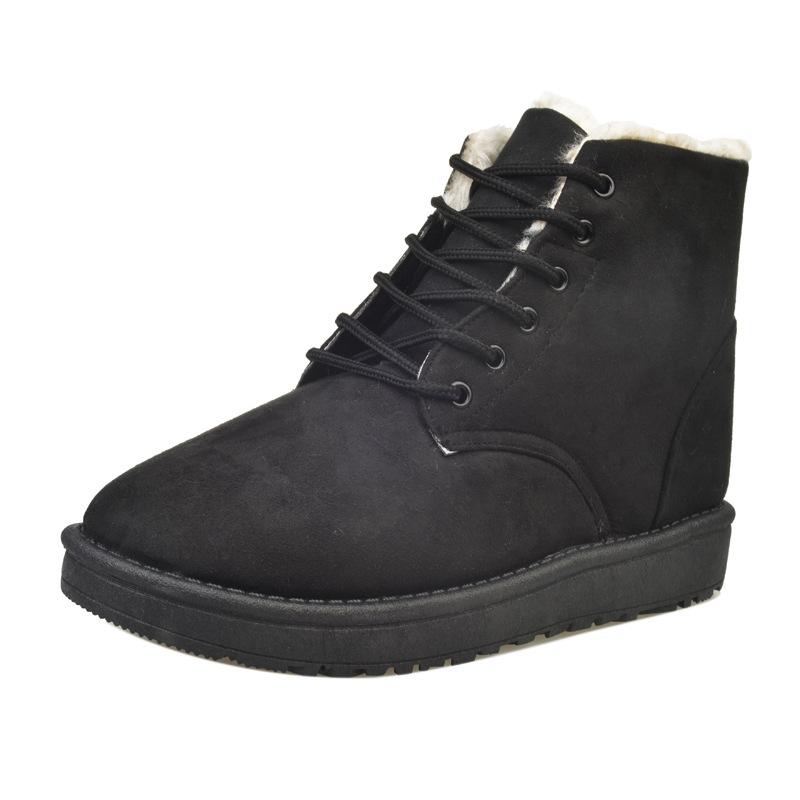 Winter Student Snow Boots Women's Short Boots Short Thermal Boots Lace-Up Women's Shoes Flat Heel Martin Cotton Boots