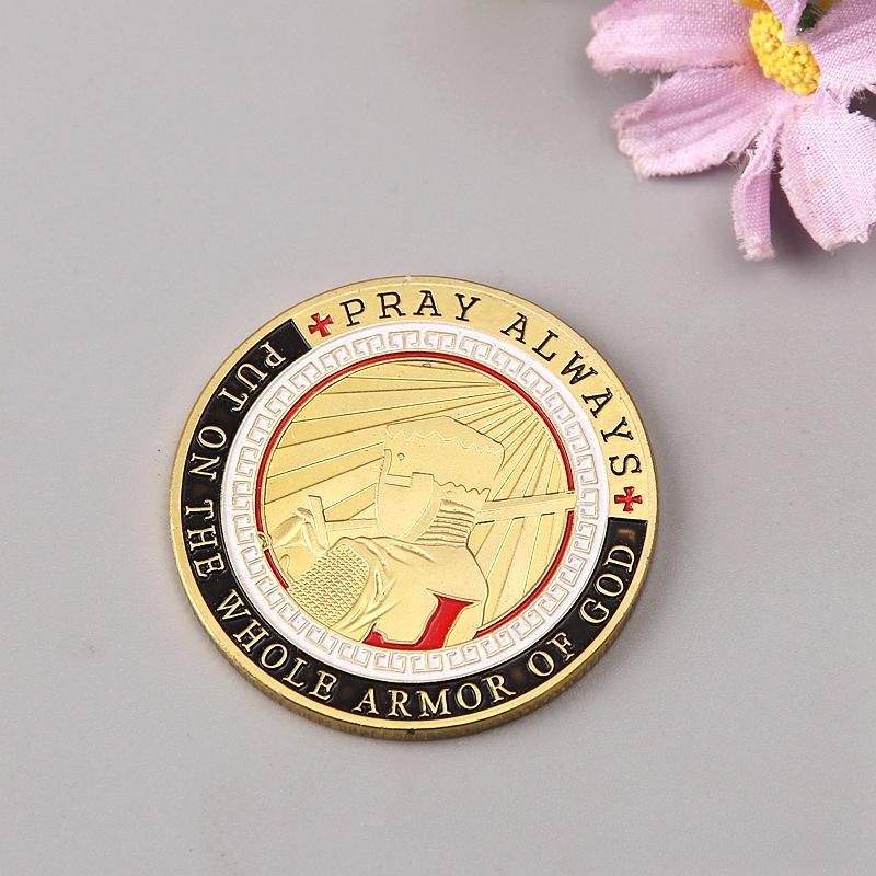 New Armor Commemorative Coins Challenge Coins with Double-sided Painted Metal Badges, God's Armor Military Medals.