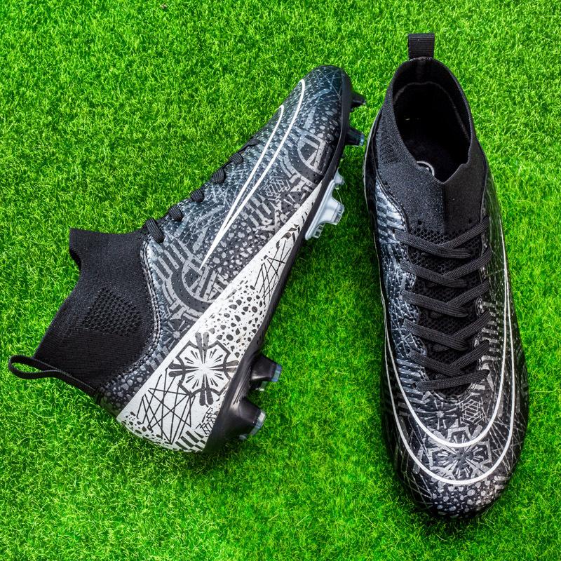 A Pair of 2025 Large-size Football Shoes, Men's High-top Youth Student Competition Training Shoes, Artificial Grass Broken Nails