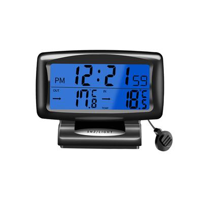 Araba Saati Termometresi 2'si 1 Arada Dijital Saat ve Arka Aydınlatmalı LCD Ekranlı Sıcaklık Ölçer 12H24H