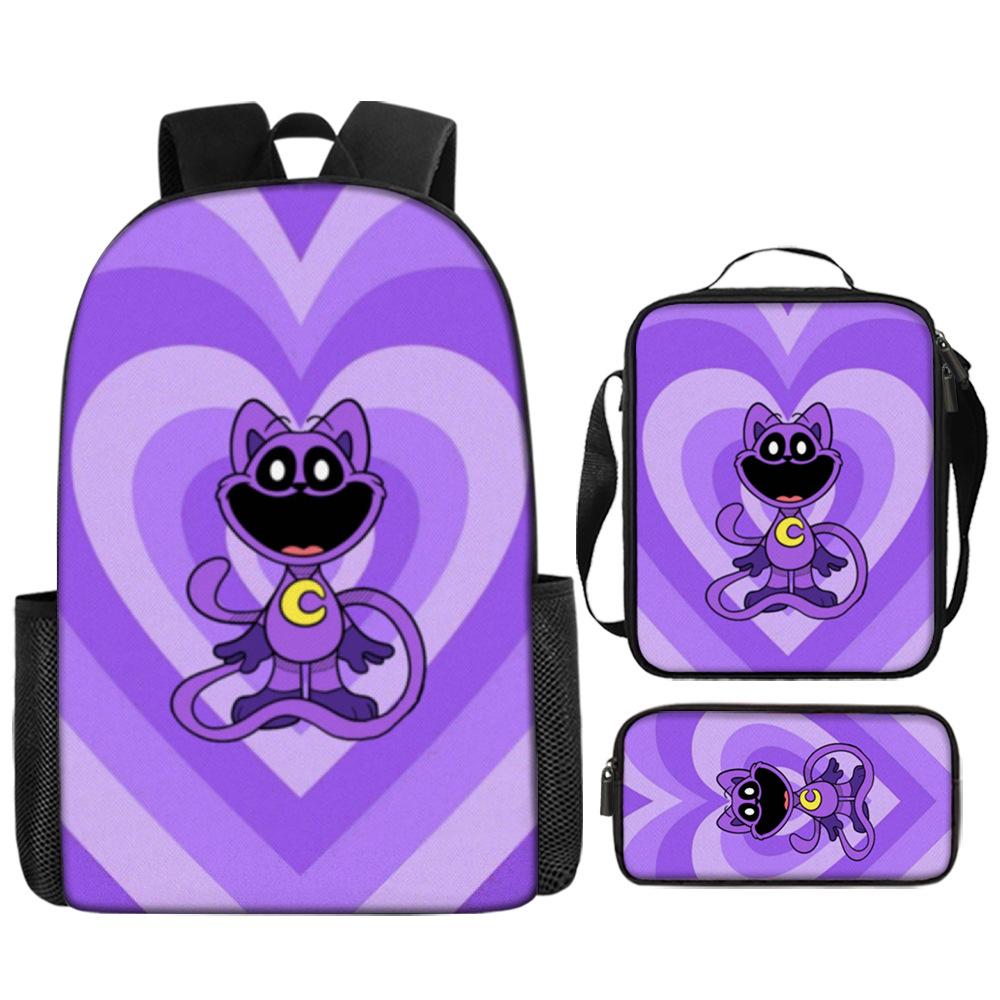 Poppyplaytime Mochila Escolar para Estudante Conjunto de Três Peças Mochila Bolsa Estojo