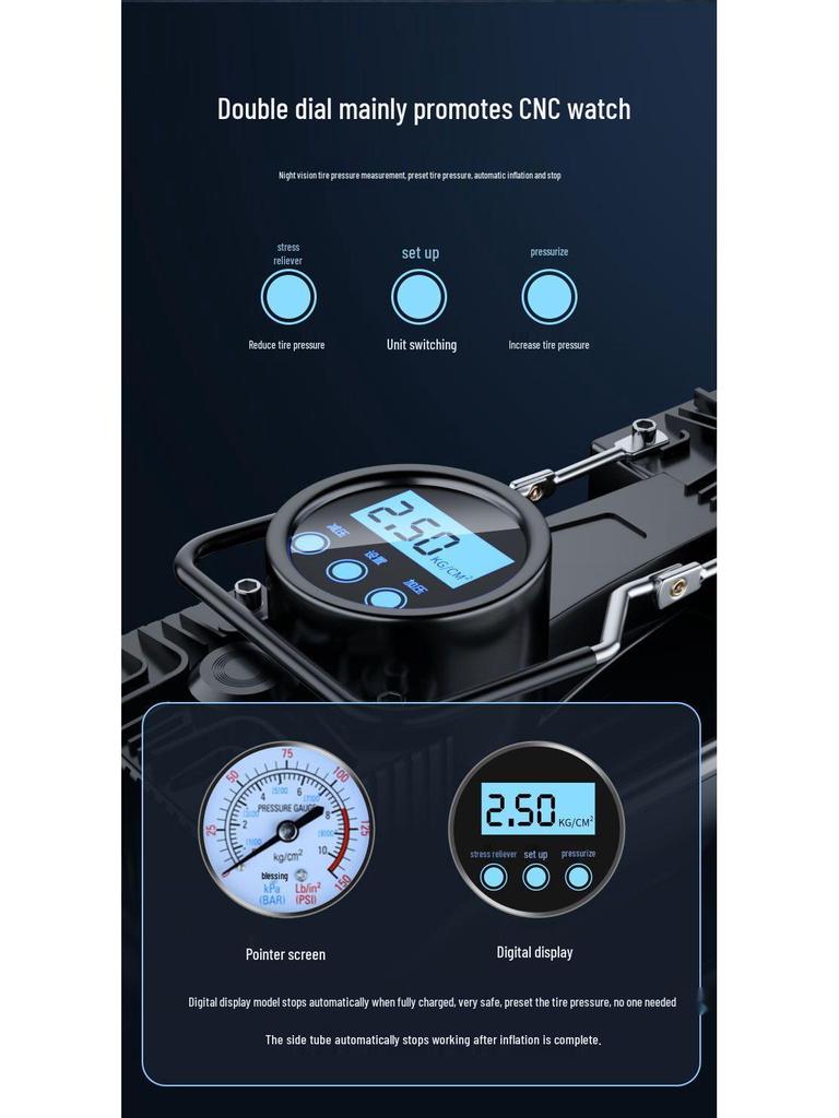 Dual-Cylinder High-Power Electric Car and Home Tire Inflator
