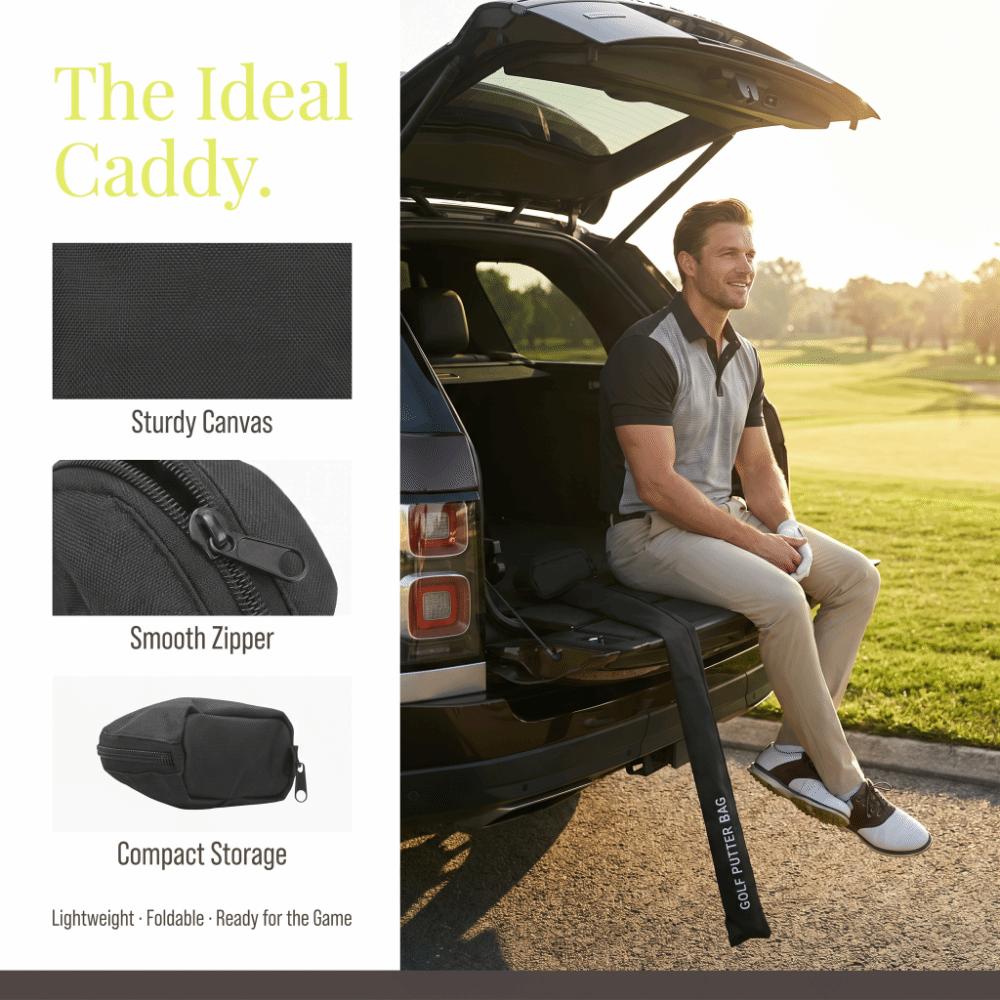 Zipper Closure Golf Club Bag Black Color Club Carrier Reusable Putter Holder  Daily Storage